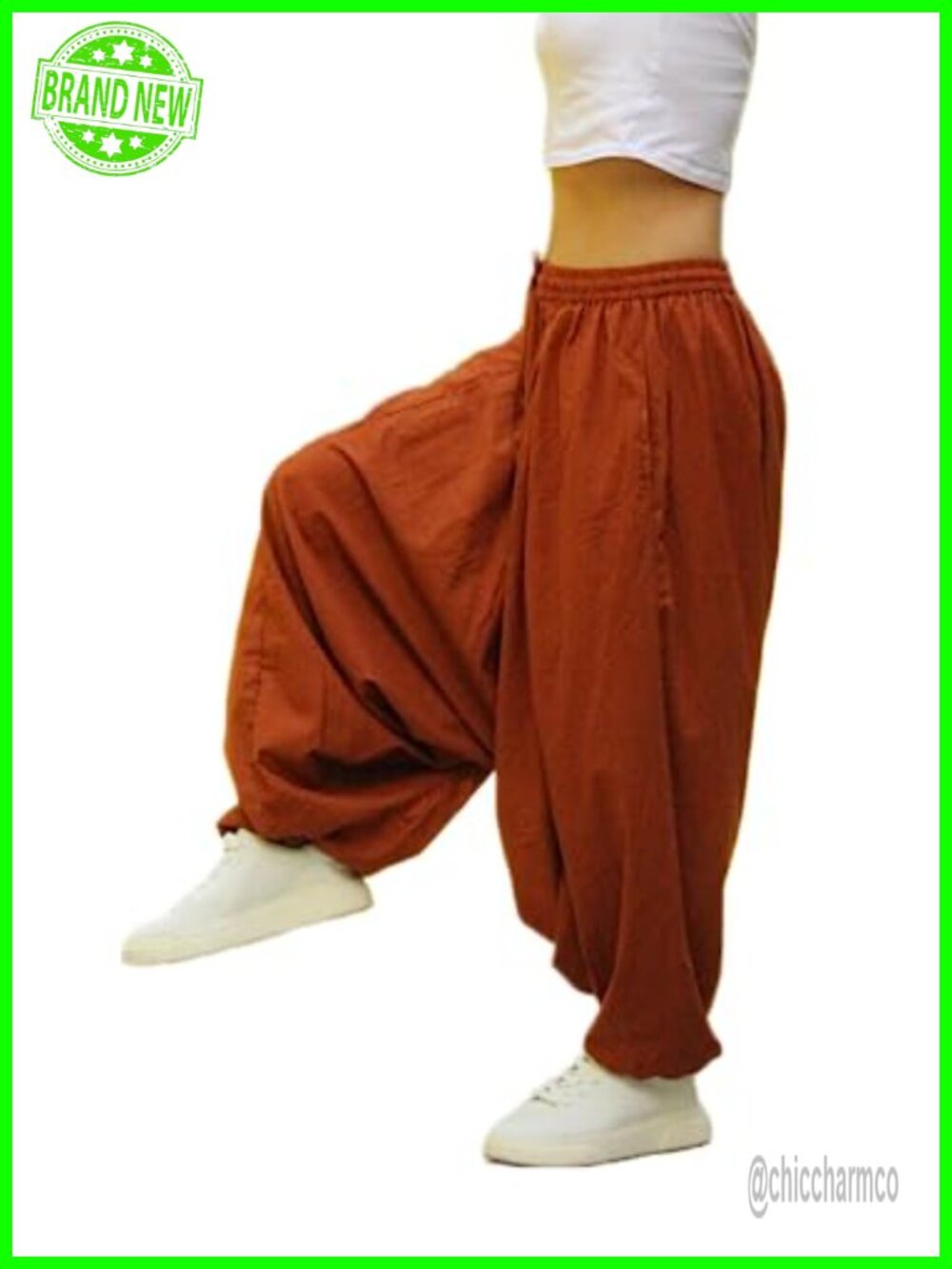 100% Cotton Harem Yoga Pants Bohemian Relaxed Fit Lounge Beach